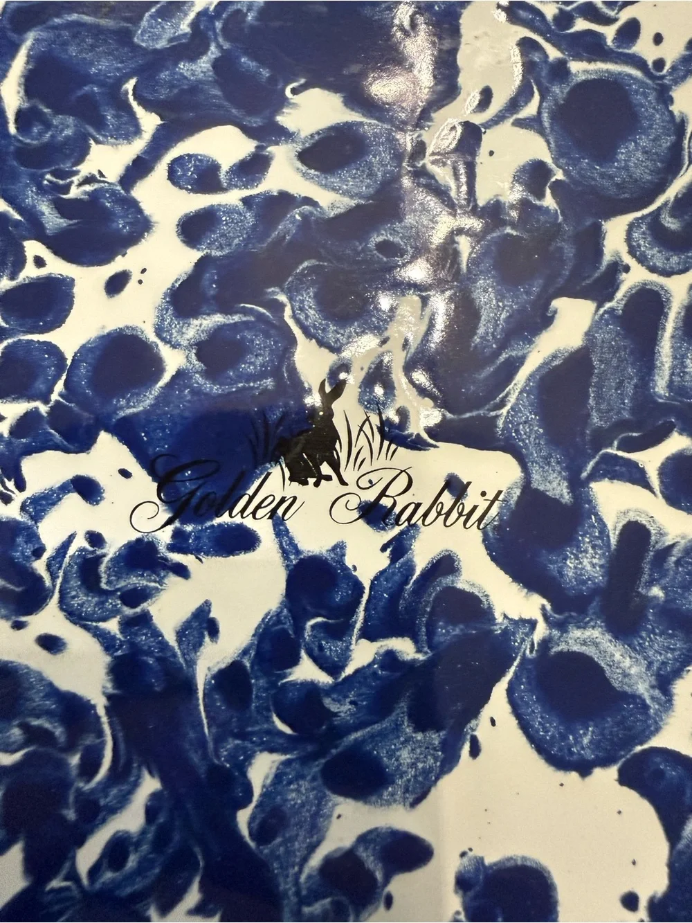 Golden Rabbit Enamelware Dutch Oven 2.5 qt Cobalt Blue & White Swirl